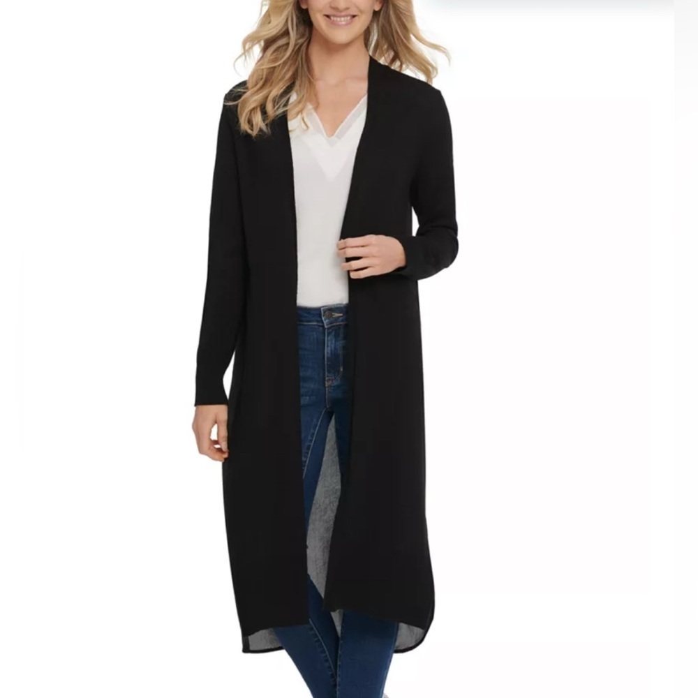 DKNY Black Women's Open Front Cardigan